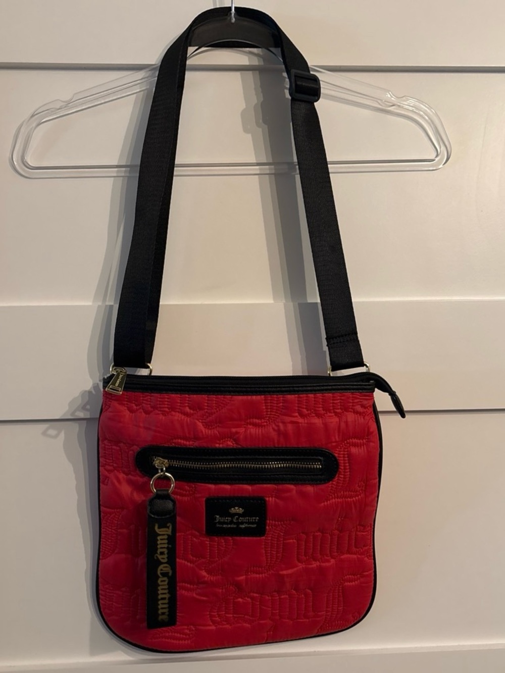 Juicy Couture Quilted Red Crossbody with Black Strap